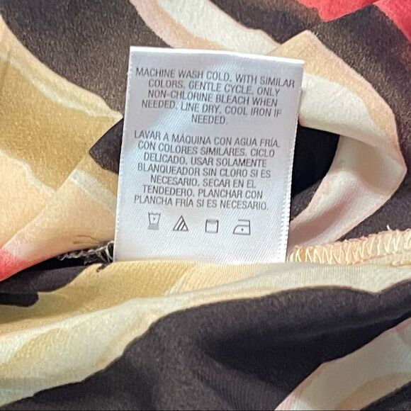 Women’s Multi-Colored Silk Blouse with Split sleeves-Apostrophe- Size Medium - Picture 6 of 6